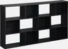 A black modular bookshelf with 12 compartments arranged in a 3x4 grid. Anteprima dell’immagine prodotto