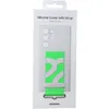The image shows the packaging of a Samsung Silicone Cover with Strap for the Galaxy S22 Ultra. Podgląd zdjęcia produktu