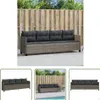 The Living Store Sonnenliege mit Kissen Grau Poly Rattan Produktbild-Vorschau 1