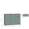 A 3D rendering of a sage green sideboard with dimensions indicated. Anteprima dell’immagine prodotto