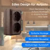 Aufputz Doppelsteckdose Walnuss Holzoptik – 2-fach Produktbild-Vorschau 2