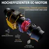 Diagram of an EC motor fan with highlighted features and specifications. Produktbild-Vorschau