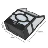 A black solar LED garden light with dimensions indicated. Anteprima dell’immagine prodotto