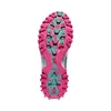 Sohle des La Sportiva Bushido III Woman Trailrunning-Schuhs in Pink und Blau mit griffigem Profil. Náhled obrázku produktu