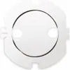 A white plastic electrical socket cover with a circular opening and two small indentations on the sides. Produktbild-Vorschau