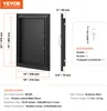 A product image showing a black access door with dimensions and specifications, along with included accessories. Podgląd zdjęcia produktu