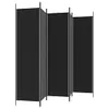 A black, multi-panel room divider is shown against a white background. Náhled obrázku produktu