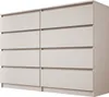 A light gray dresser with eight drawers against a white background. Náhľad obrázku produktu