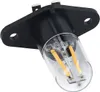 A close-up studio shot of a small LED lamp with a clear glass bulb and a black base. Anteprima dell’immagine prodotto