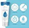 A tube of blue acrylic paint with four circular icons highlighting product features. Produktbild-Vorschau