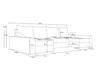 A line drawing diagram of a U-shaped couch with dimensions indicated by lines and numbers. Náhled obrázku produktu