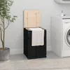 vidaXL Wäschetruhe Schwarz 44x44x66 cm Massivholz Kiefer Produktbild-Vorschau 2