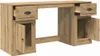 A wooden desk with drawers and cabinets. Voir les images du produit