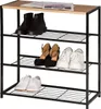A three-tiered shoe rack with various shoes displayed on each tier. Produktbild-Vorschau
