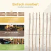 A close-up of a wooden fence with informational text boxes on the left. Produktbild-Vorschau