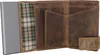 An open leather wallet with a plaid lining and a metal card holder. Produktbild-Vorschau