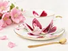 FILIŻANKA 230ml Kwiaty złoty brzeg Cienka Porcelana styl Podgląd zdjęcia produktu 8