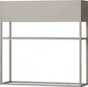 A product shot of a grey metal planter stand with two shelves against a white background. Voir les images du produit
