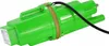 A bright green pump with a black cable and brown straps against a white background. Podgląd zdjęcia produktu