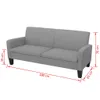Divano 3 posti 180x65x76 cm grigio chiaro Anteprima dell’immagine prodotto 3