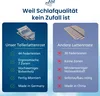 A comparison between two types of bed slats, highlighting the features of 'Our Slat Base' versus 'Other Slat Bases'. Produktbild-Vorschau