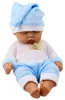 Slapende babypop in blauwe pyjamamuts met pompon Productafbeelding-voorbeeld 2
