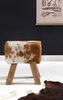 WOHNLING Design Turnbock Sitzhocker Ziegenfell Braun / Weiß Produktbild-Vorschau 6