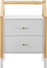 A white bedside table with wooden accents. Produktbild-Vorschau