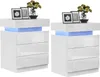 2x Nachttisch mit LED,Weiß Hochglanz Nachtschrank mit Produktbild-Vorschau 1