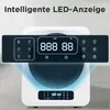 A close-up view of a white Merax mini-dryer with its LED display illuminated, showcasing various icons and settings. Produktbild-Vorschau