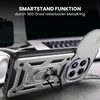 A close-up shot of a phone case with a ring stand, placed on a surface next to a laptop and headphones. Produktbild-Vorschau