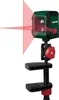 A green and black laser measuring device with red laser lines, mounted on a black clamp. Produktbild-Vorschau