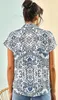 ASKSA Bluse Damen Langarm V-Ausschnitt Streifen Tops Produktbild-Vorschau 4