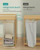 Comparison of two laundry baskets, one with a plastic base and one without, highlighting the difference in how they hang. Produktbild-Vorschau