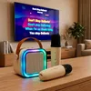 Głośnik do karaoke zestaw 2 mikrofony beżowy Podgląd zdjęcia produktu 9
