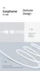 Marketing image showing details of white earphones. Produktbild-Vorschau