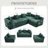 A size chart for a modular sofa, showing different configurations and dimensions. Produktbild-Vorschau