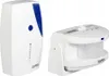 Two white electronic devices, likely sensors, are shown against a white background. The device on the left is rectangular with a blue accent and a series of small dots. The device on the right is rounded with a dome-shaped sensor area and a small digital d Podgląd zdjęcia produktu