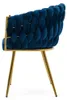 Geflochtener Stuhl ROSA GOLD in Marineblau mit goldenen Produktbild-Vorschau 9