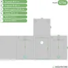 Diagram showing features and dimensions of a grow tent. Produktbild-Vorschau