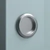 A close-up of a round, recessed door handle on a light blue door. Produktbild-Vorschau