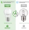 Comparison between a Lumiled LED lamp and another light source, highlighting energy savings and lifespan. Produktbild-Vorschau