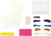 A flat lay of a craft kit for making a llama, including felt pieces, embroidery floss, and stuffing. Produktbild-Vorschau