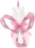 A close-up rear view of a white plush unicorn toy wearing a pink ballet outfit. Náhľad obrázku produktu