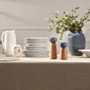 A table setting with a pitcher, plates, a vase with greenery, and salt and pepper grinders. Podgląd zdjęcia produktu
