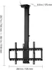 A black motorized ceiling TV mount is shown against a white background with dimensions indicated. Produktbild-Vorschau
