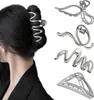 sada 4 kovových sponek do vlasů Silver Large Hair Clips Náhled obrázku produktu 1