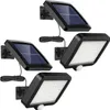 Four solar-powered outdoor lights with motion sensors and separate solar panels are arranged on a white background. Produktbild-Vorschau