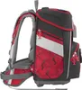 Side view of a red and black backpack with a geometric pattern. Anteprima dell’immagine prodotto