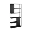 A black metal shelving unit with multiple compartments and shelves, presented against a white background. Voir les images du produit